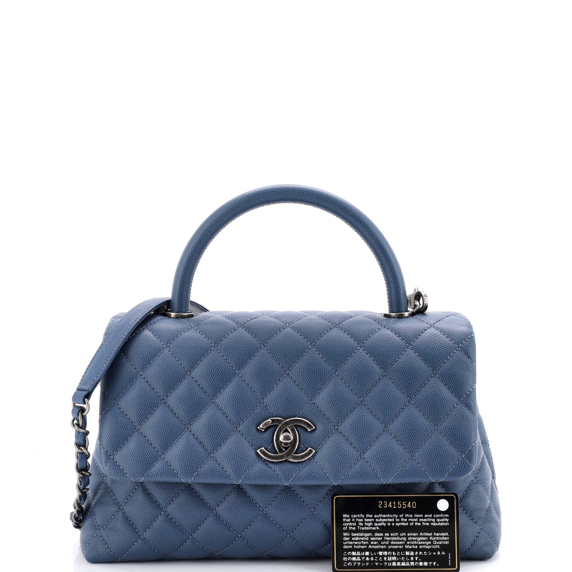 Coco Top Handle Bag Quilted Caviar Small