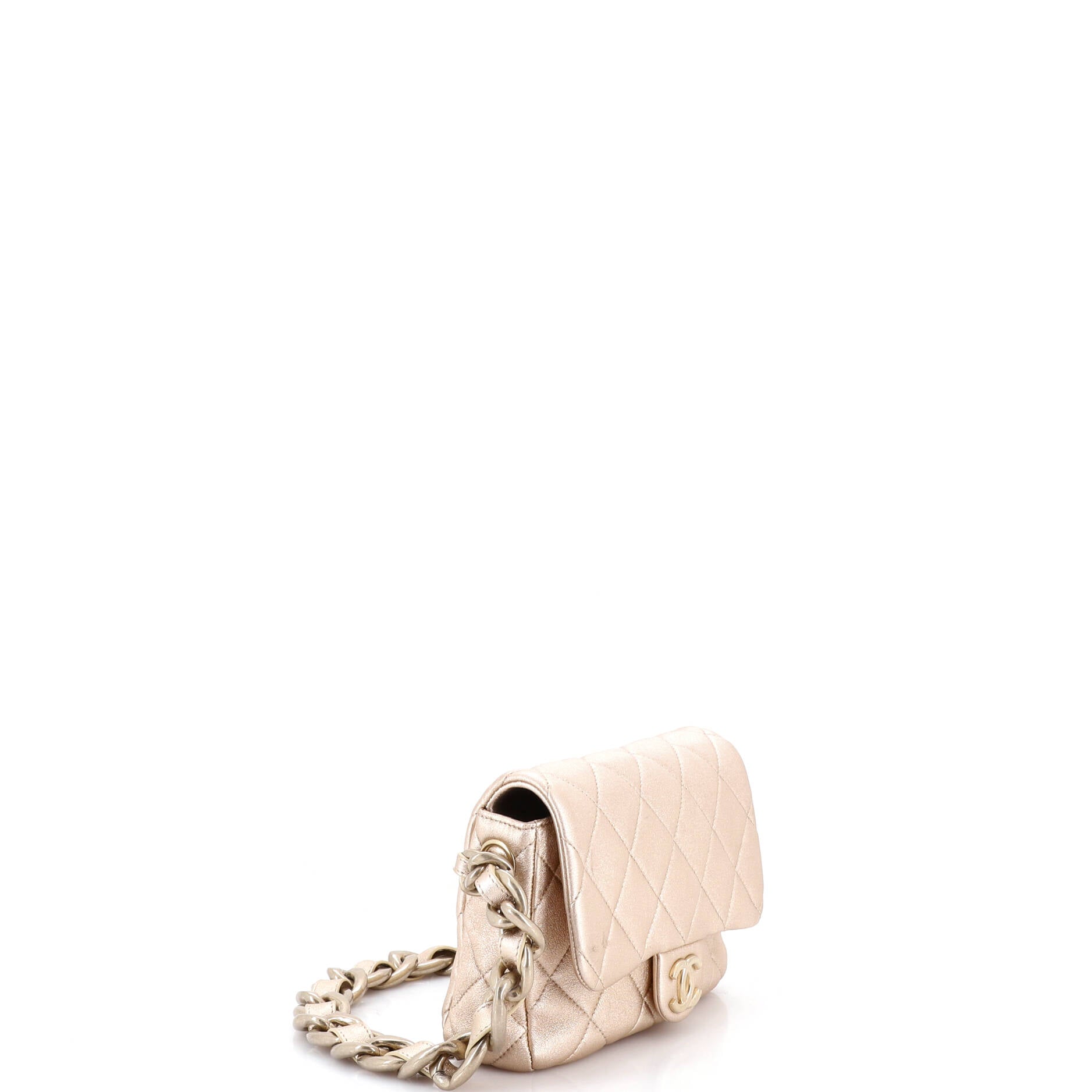 Chunky Chain CC Flap Bag Quilted Metallic Calfskin Small