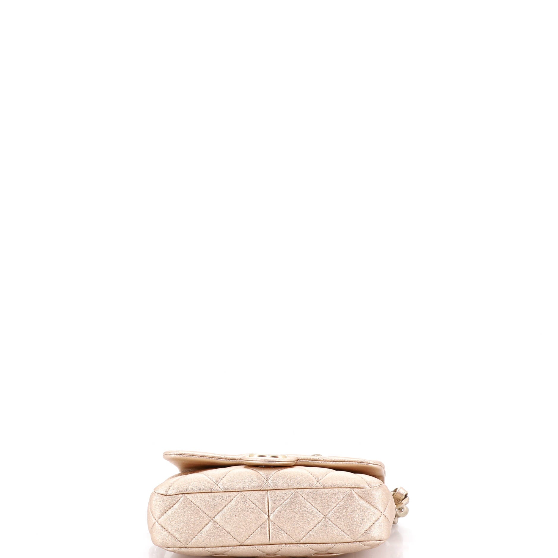 Chunky Chain CC Flap Bag Quilted Metallic Calfskin Small