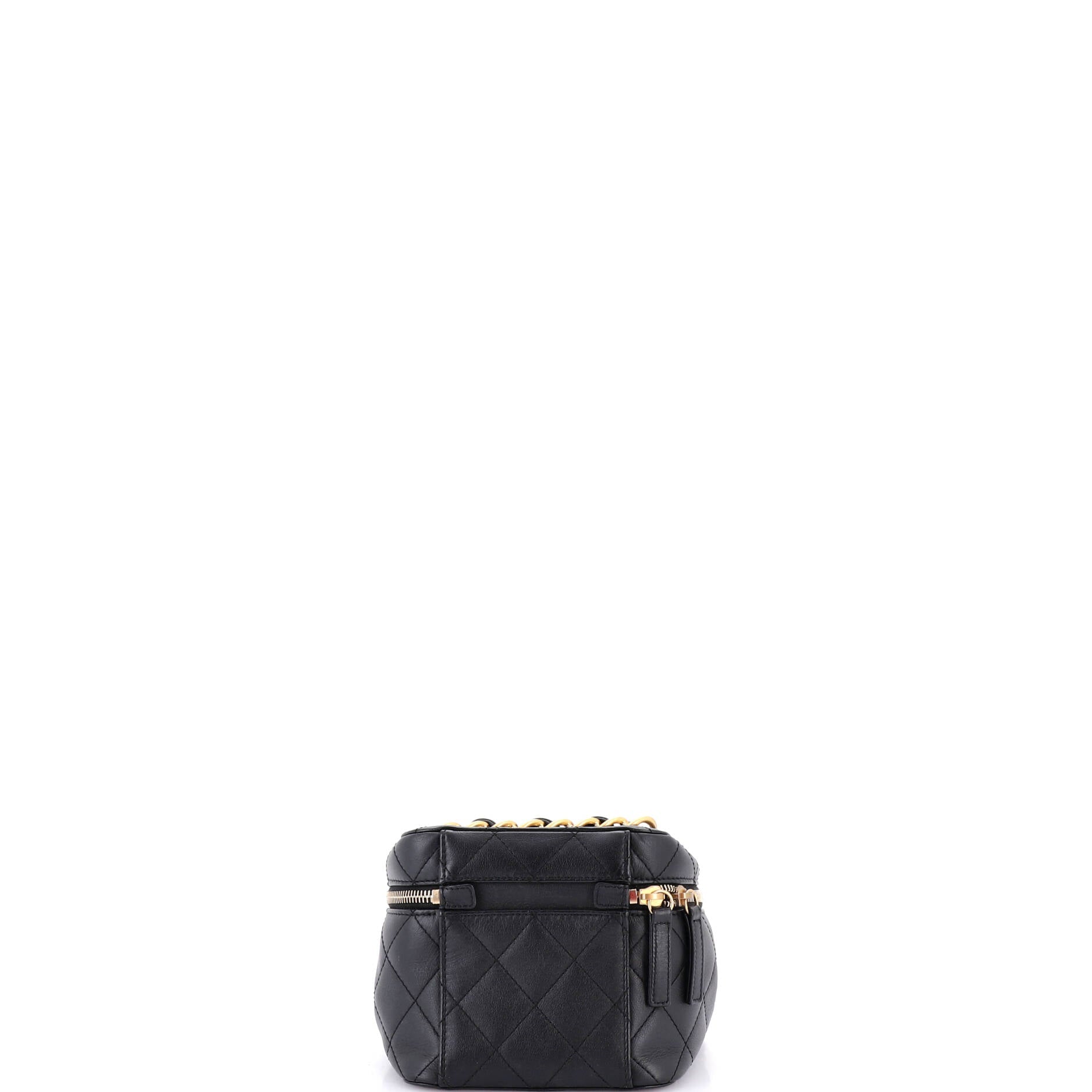 Chain Bar Vanity Case with Chain Quilted Calfskin Small