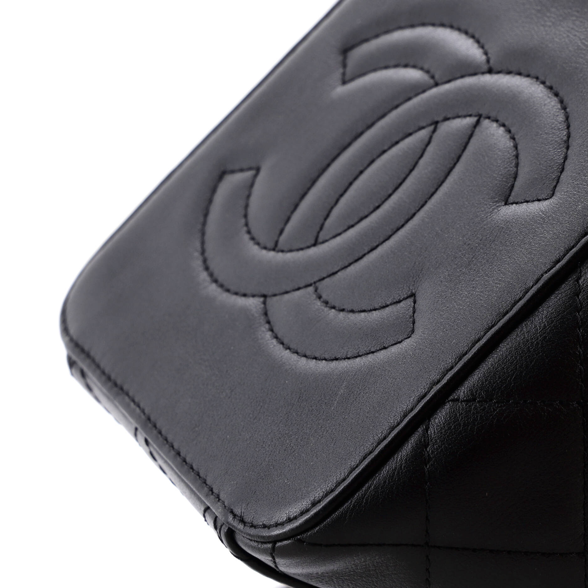 Chain Bar Vanity Case with Chain Quilted Calfskin Small