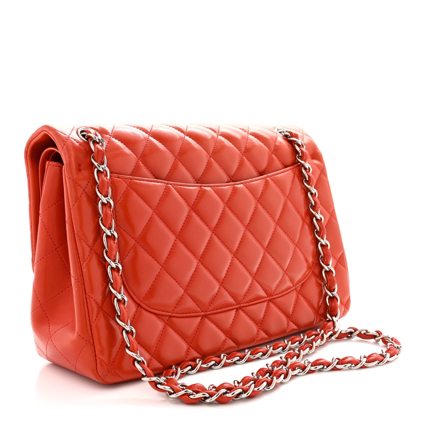 Lambskin Quilted Jumbo Double Flap Red