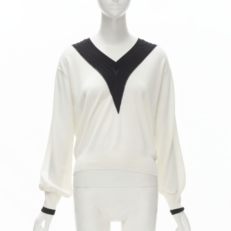 Women's Chanel wool intarsia chain schoolgirl sweater