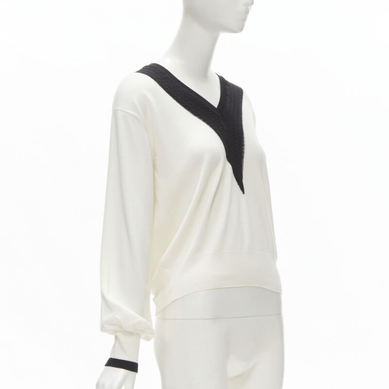 Women's Chanel wool intarsia chain schoolgirl sweater