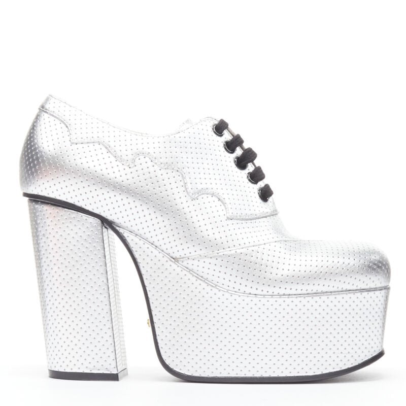 Women's Gucci Otis metallic chunky platform block heel bootie mule