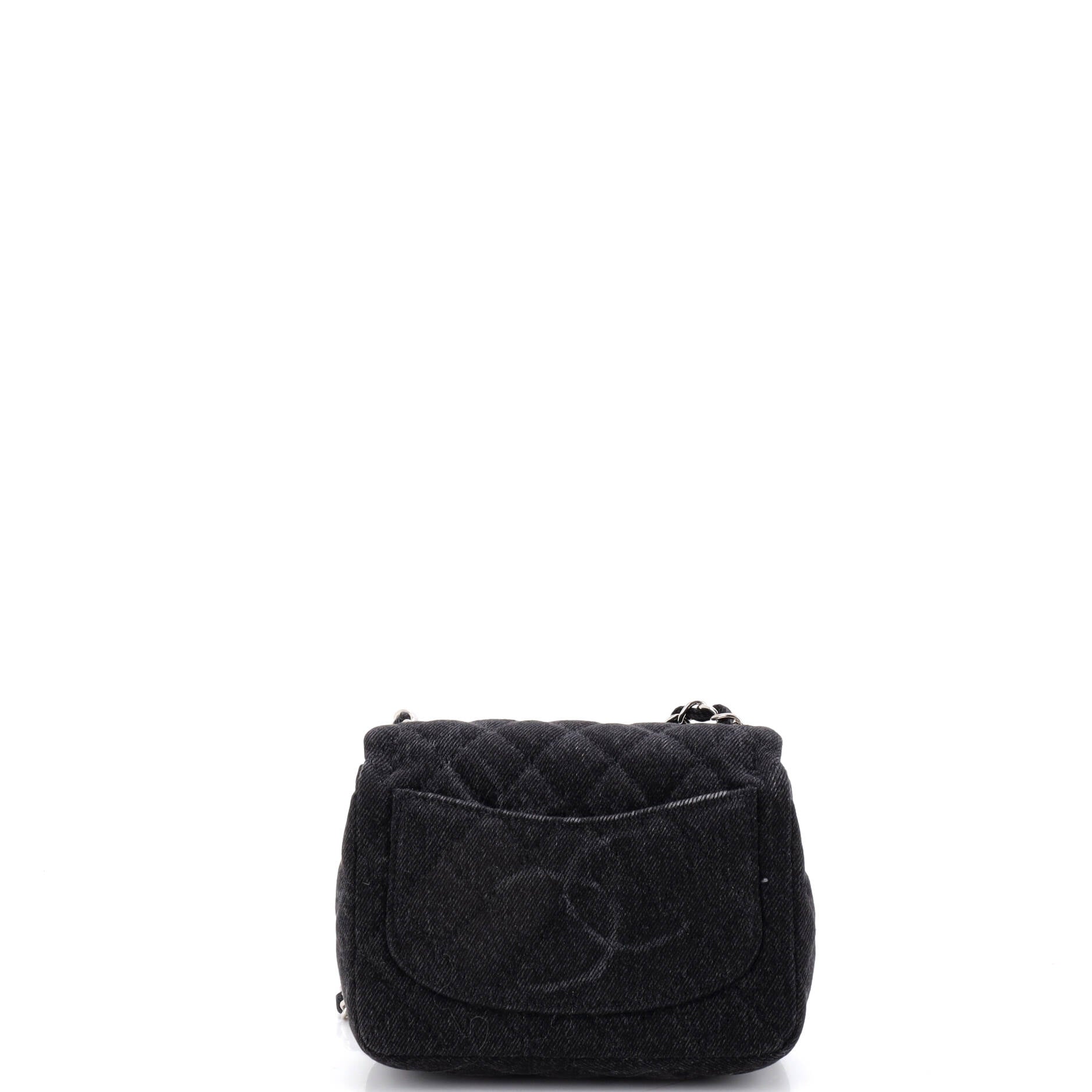 Square Classic Single Flap Bag Quilted CC Printed Denim Mini