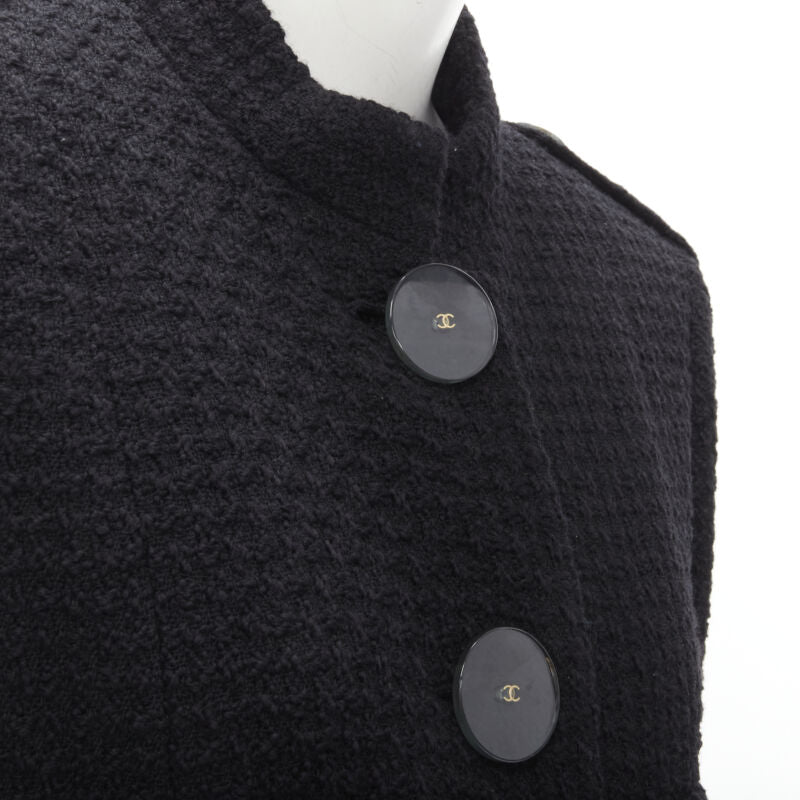 Women's Chanel Paris Cosmopolite tweed CC button belted coat