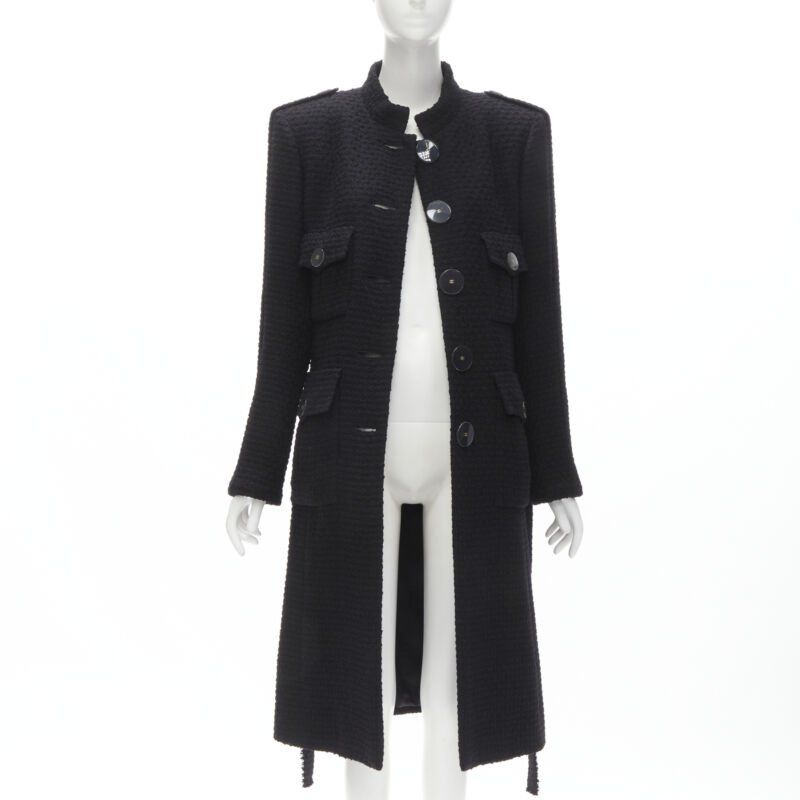 Women's Chanel Paris Cosmopolite tweed CC button belted coat