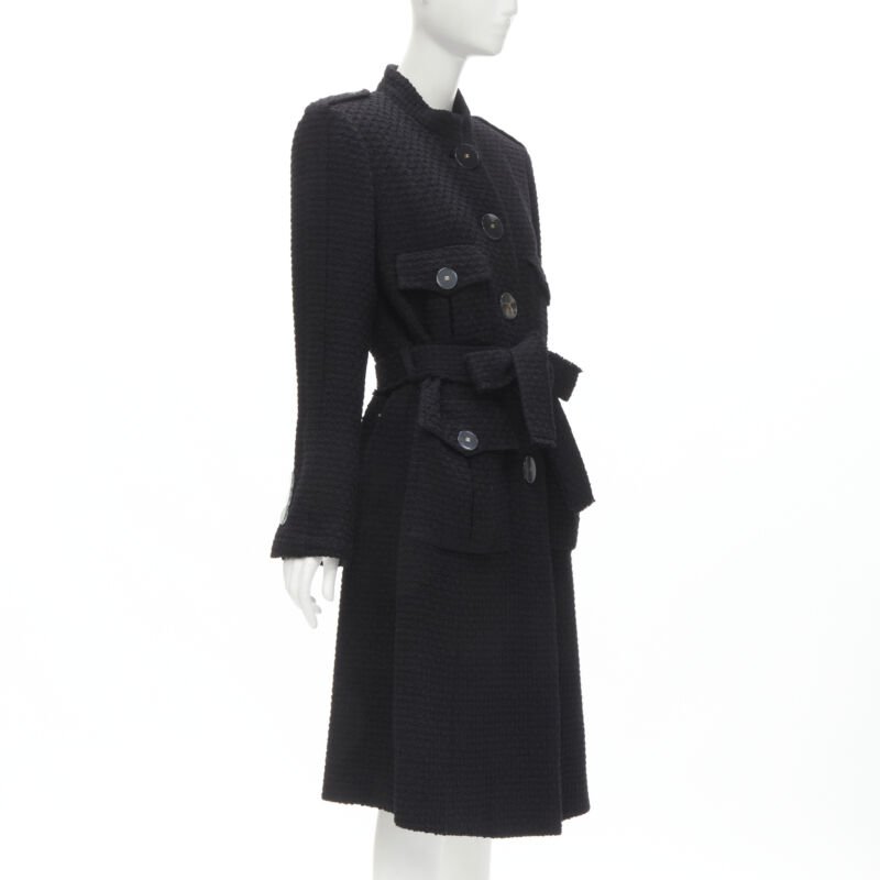 Women's Chanel Paris Cosmopolite tweed CC button belted coat