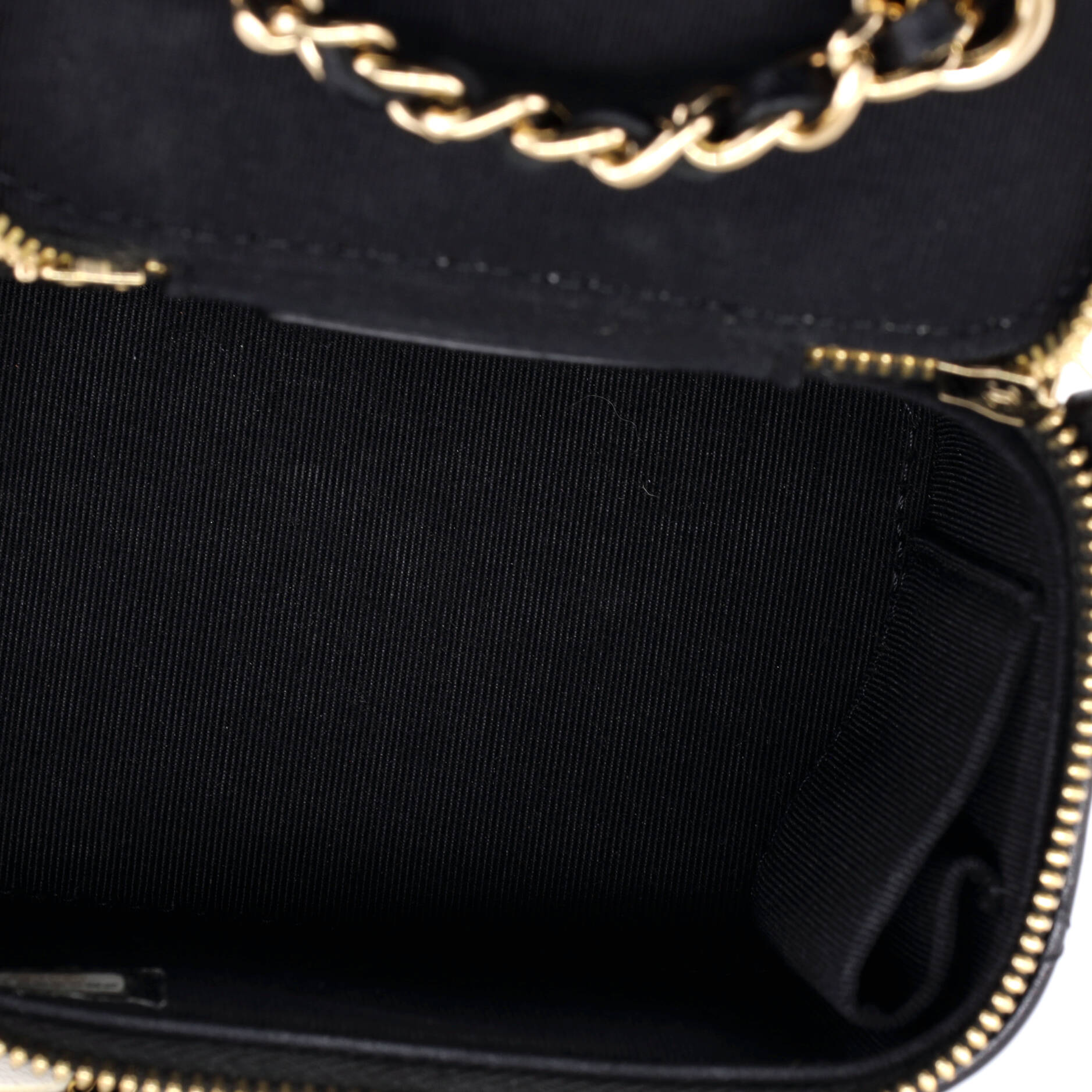 Camellia Bow Vanity Case with Chain Quilted Lambskin Mini