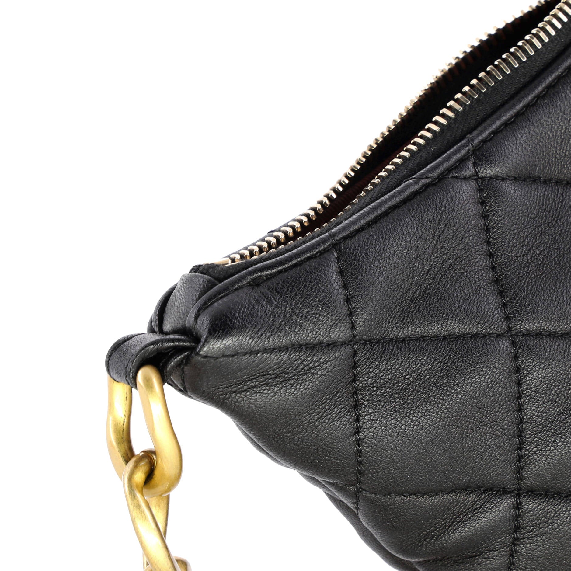 CC Mixed Chain Link Zip Hobo Quilted Lambskin