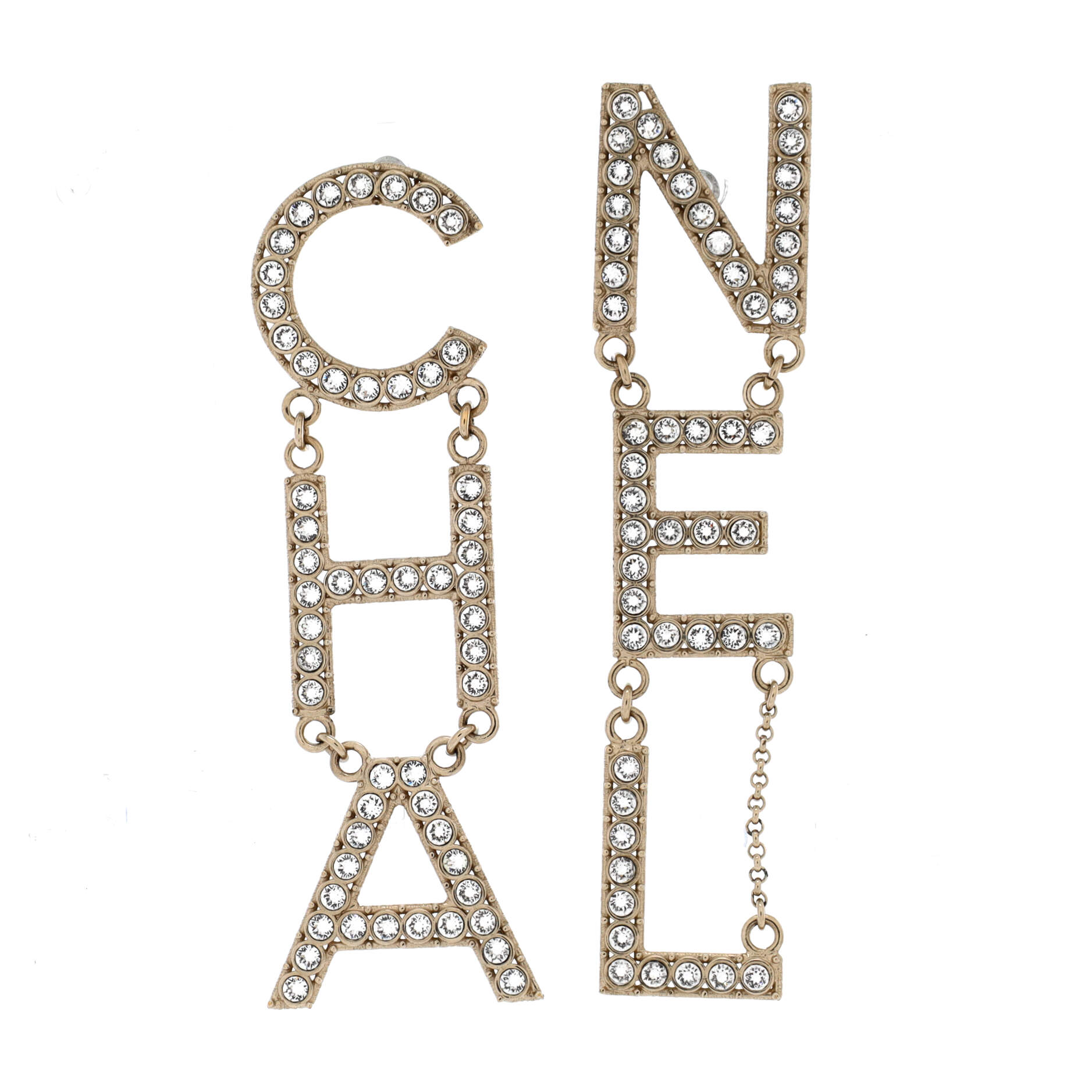 CHA-NEL Drop Earrings Metal with Crystals