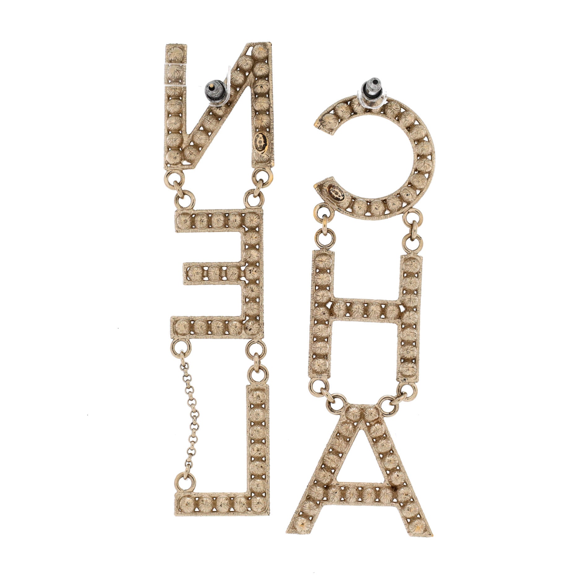 CHA-NEL Drop Earrings Metal with Crystals