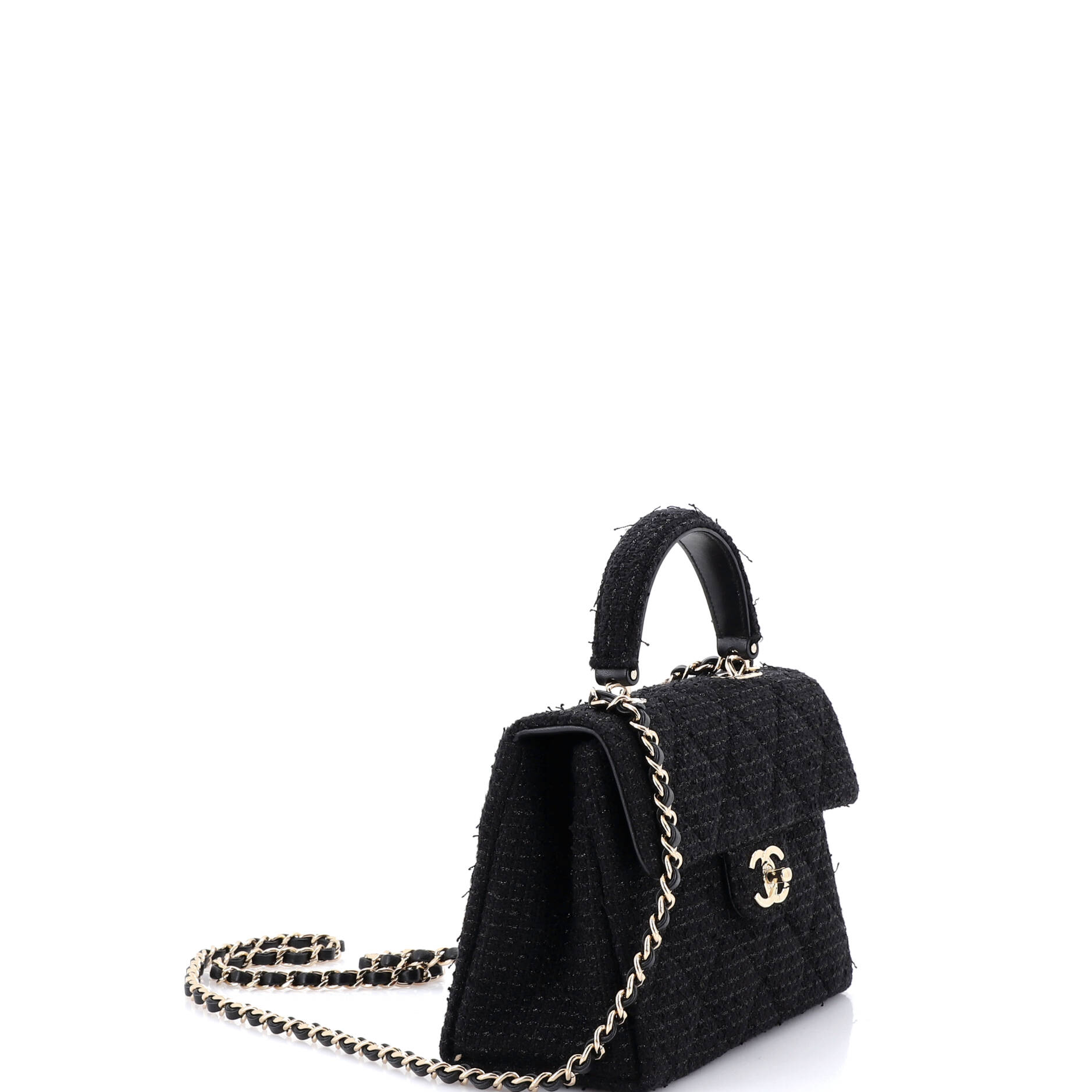 CC Top Handle Box Bag Quilted Tweed Medium