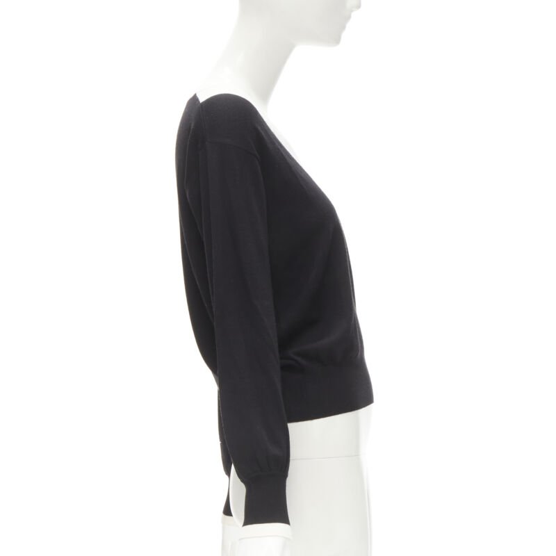 Women's Chanel wool cable knit varsity collar CC charm sweater