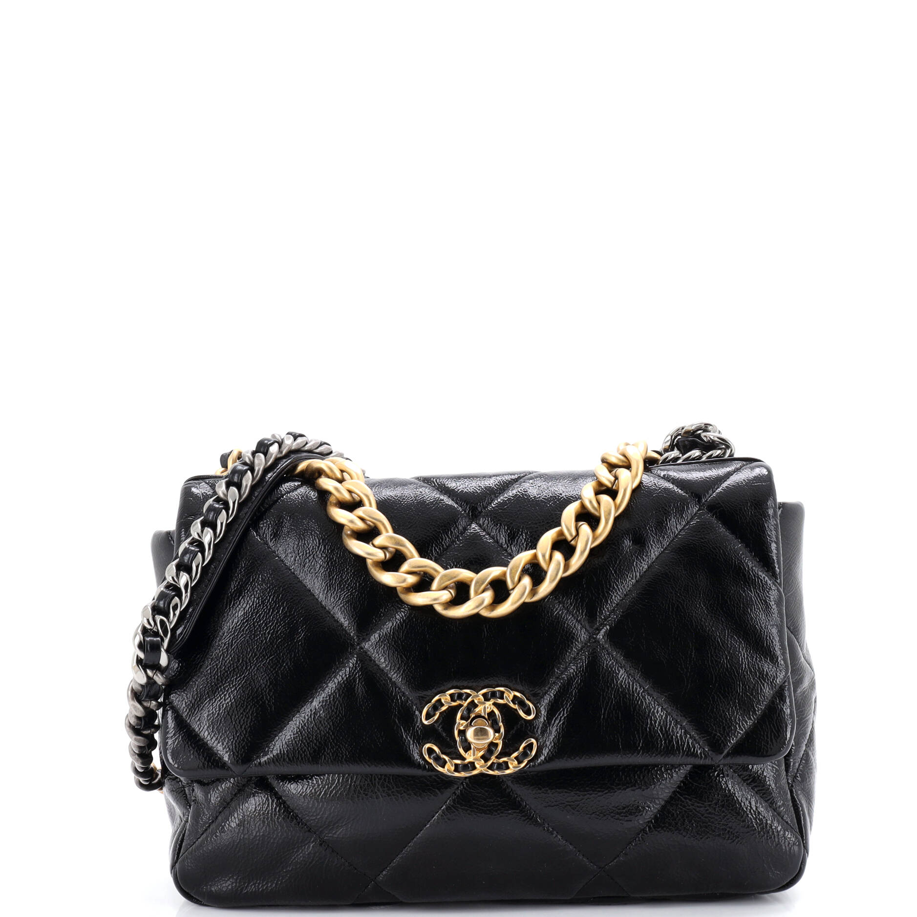 19 Flap Bag Quilted Leather Large