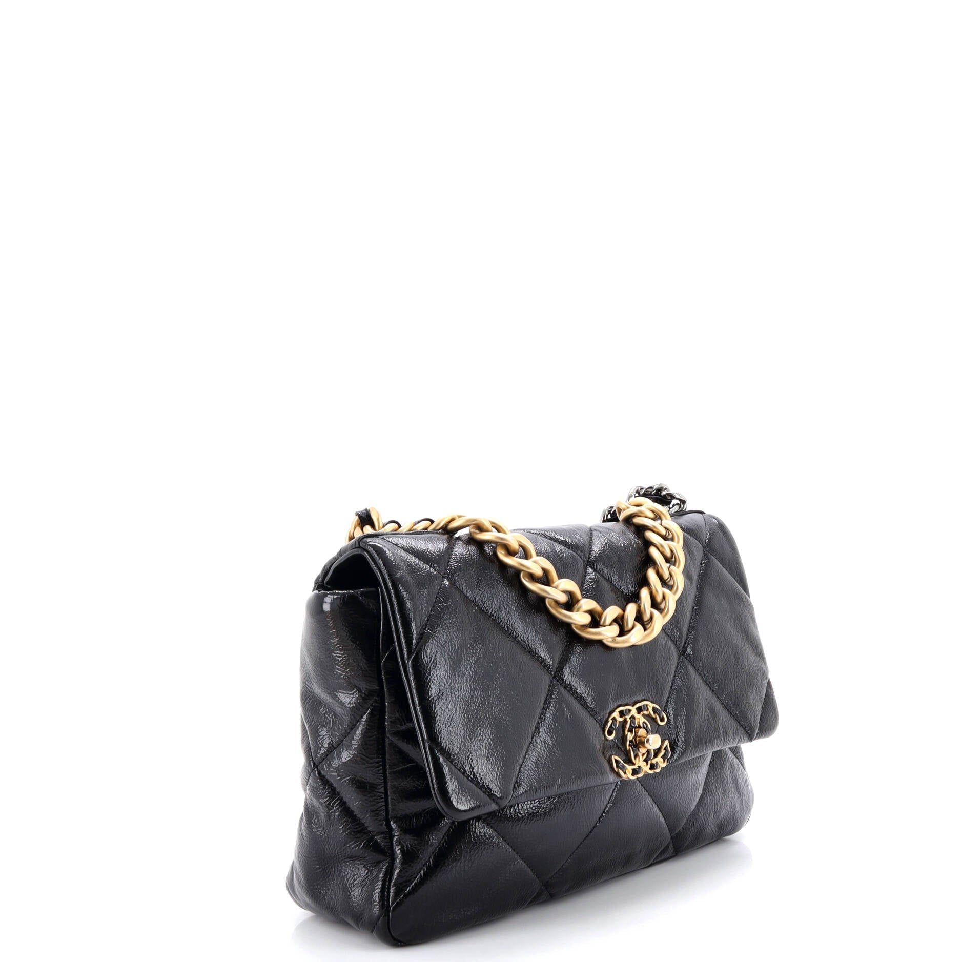 19 Flap Bag Quilted Leather Large