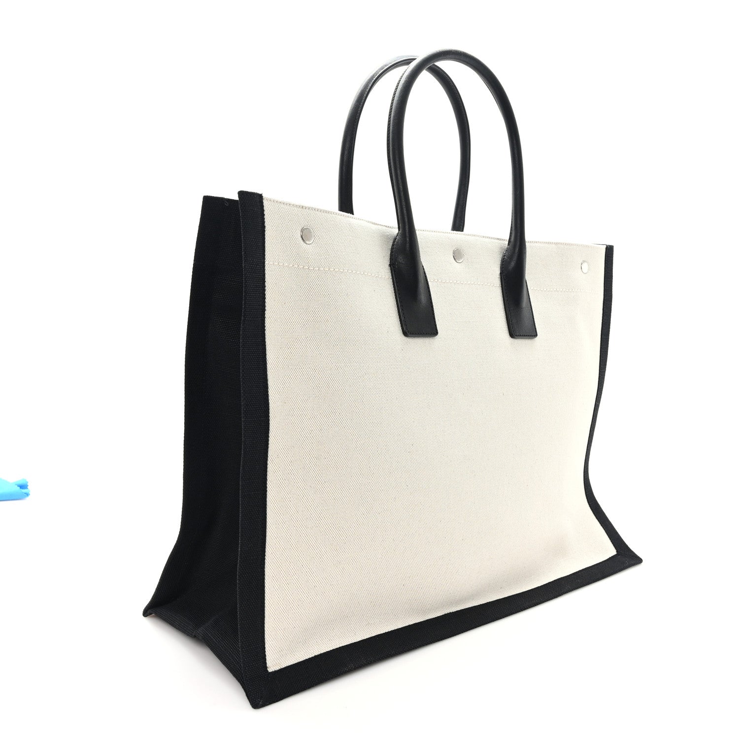 Linen Calfskin Rive Gauche Tote White Black
