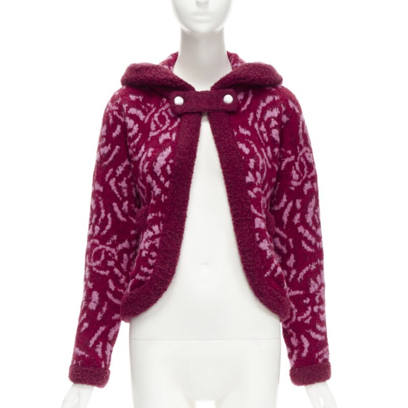 Women's Chanel Camellia CC wool boucle trim cardigan jacket