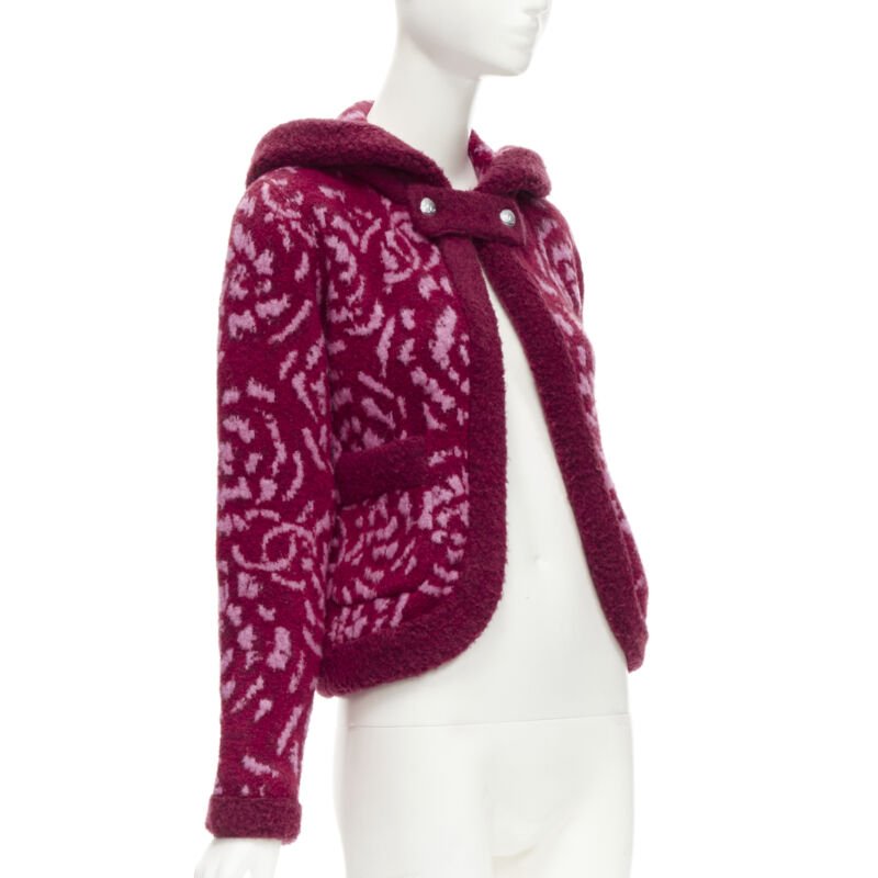 Women's Chanel Camellia CC wool boucle trim cardigan jacket