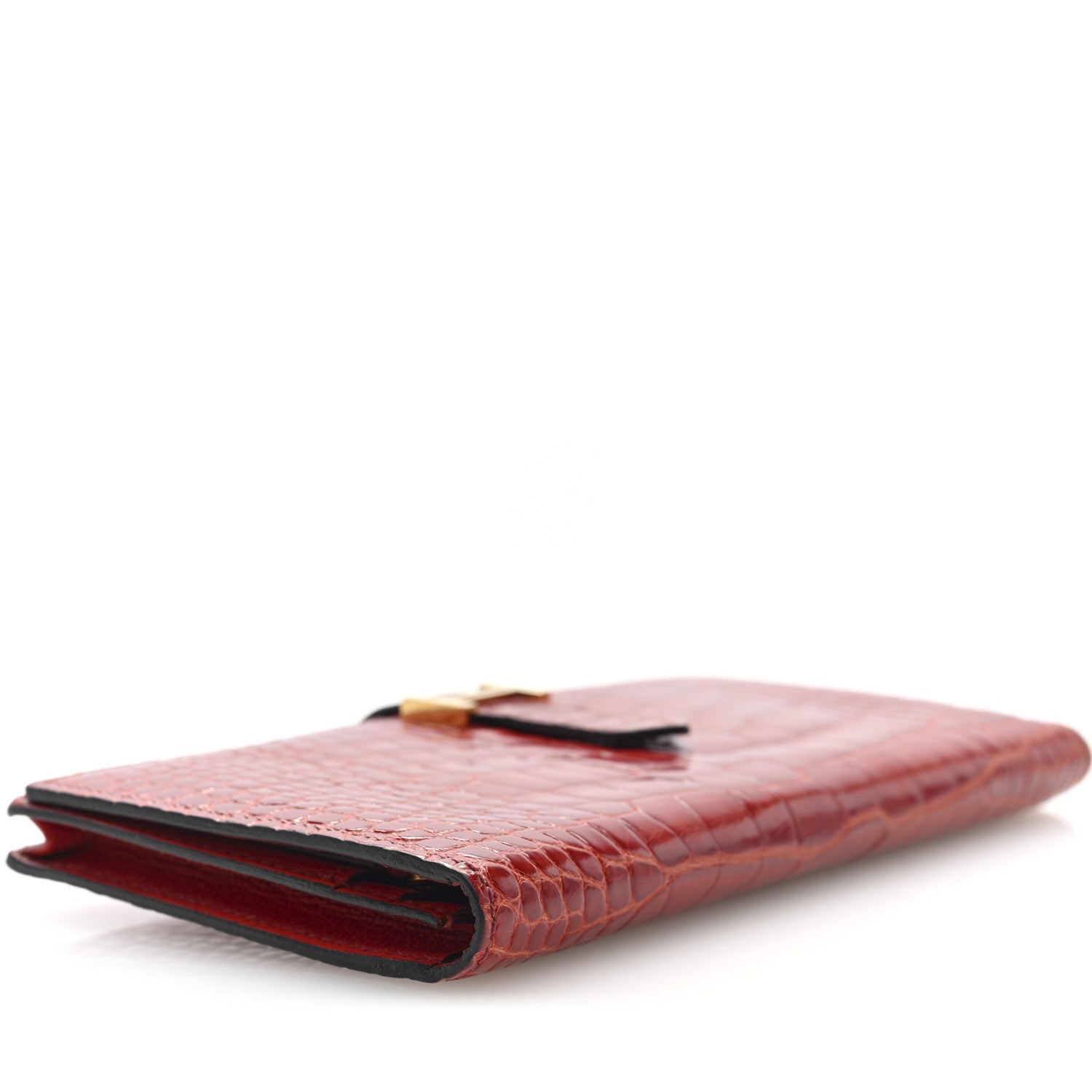 Shiny Alligator Bearn Gusset Wallet Geranium