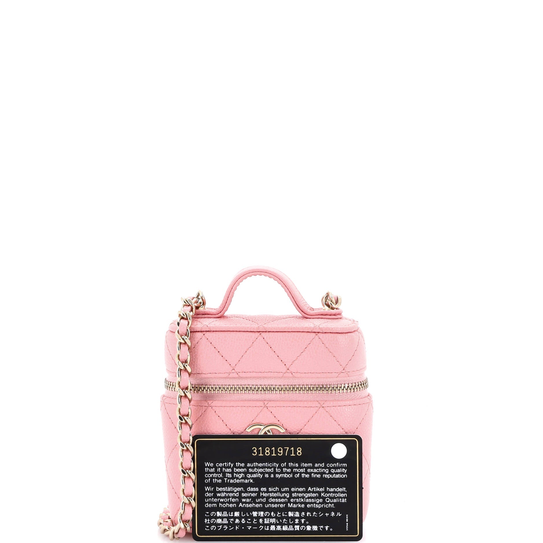 Handle with Care Vanity Case with Chain Quilted Caviar