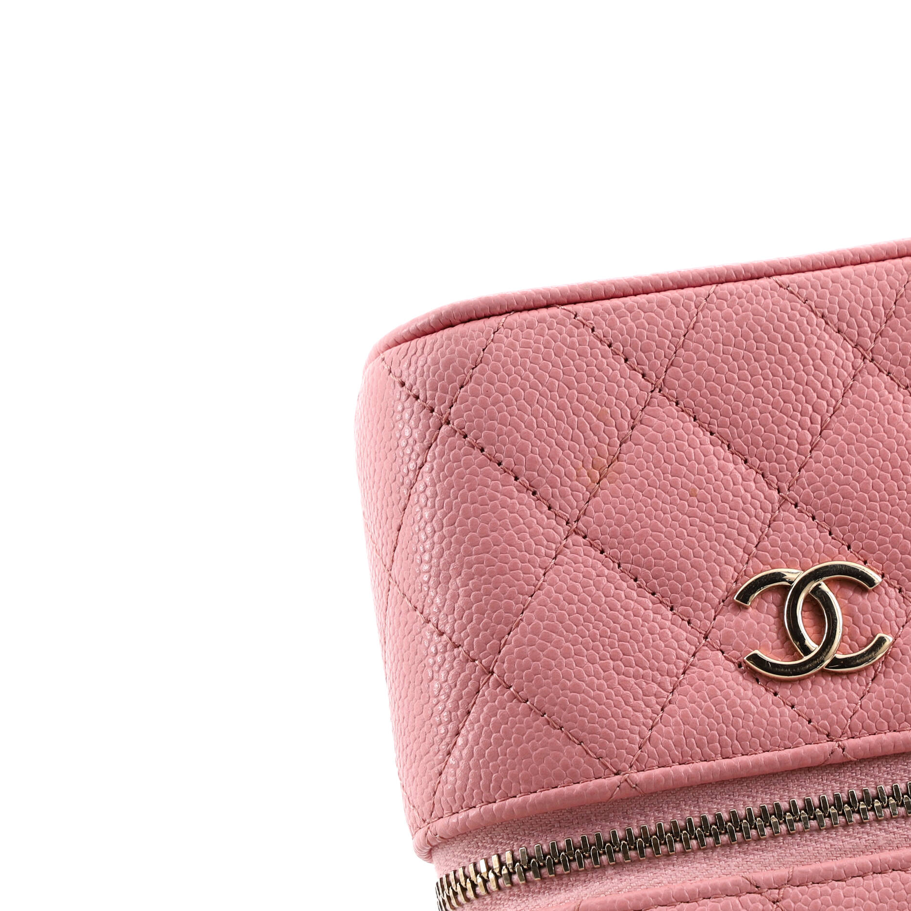 Handle with Care Vanity Case with Chain Quilted Caviar