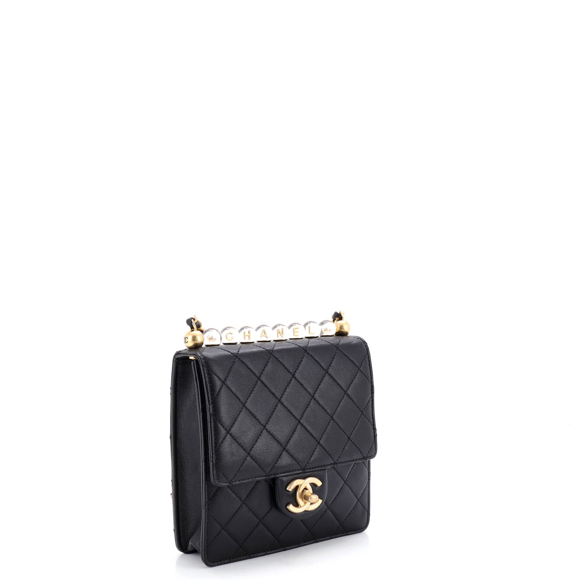 Chic Pearls Flap Bag Quilted Goatskin with Acrylic Beads Mini