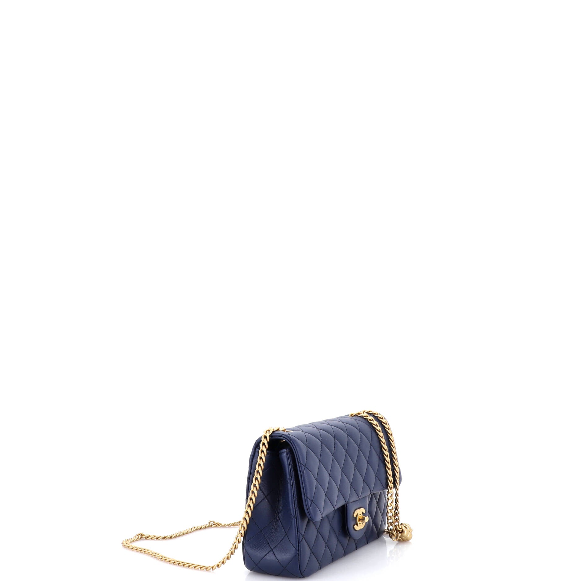 Sweet Camellia Adjustable Chain Flap Bag Quilted Lambskin Small
