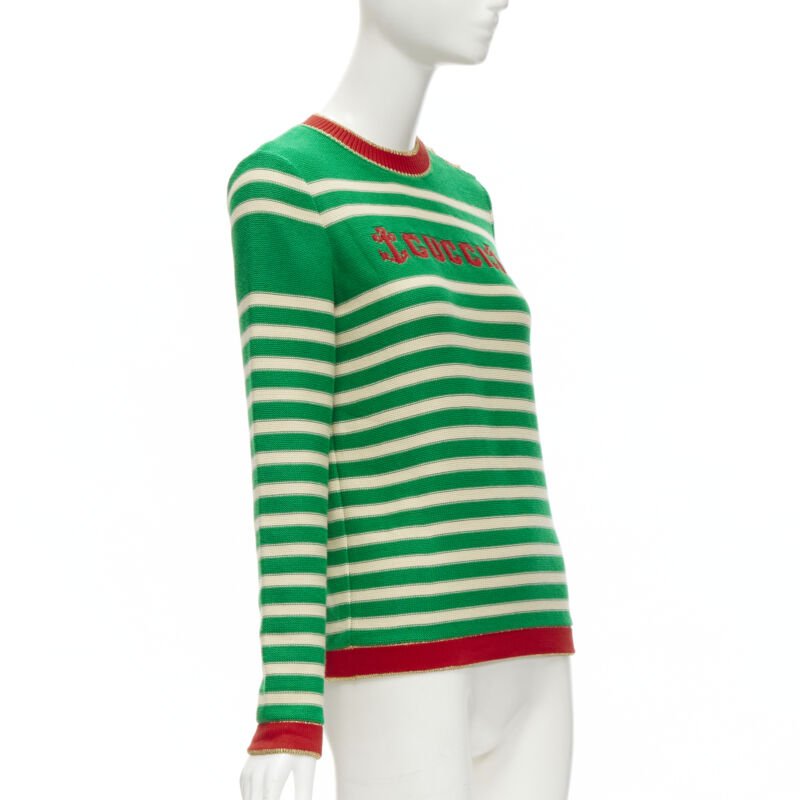 Women's Gucci sailor intarsia embroidery striped sweater