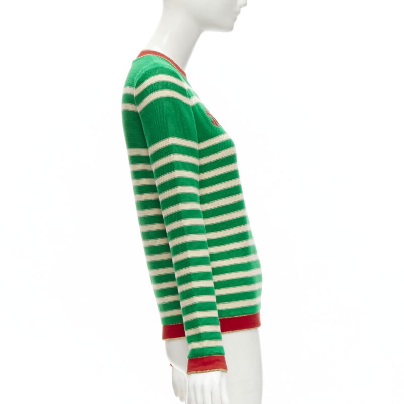 Women's Gucci sailor intarsia embroidery striped sweater