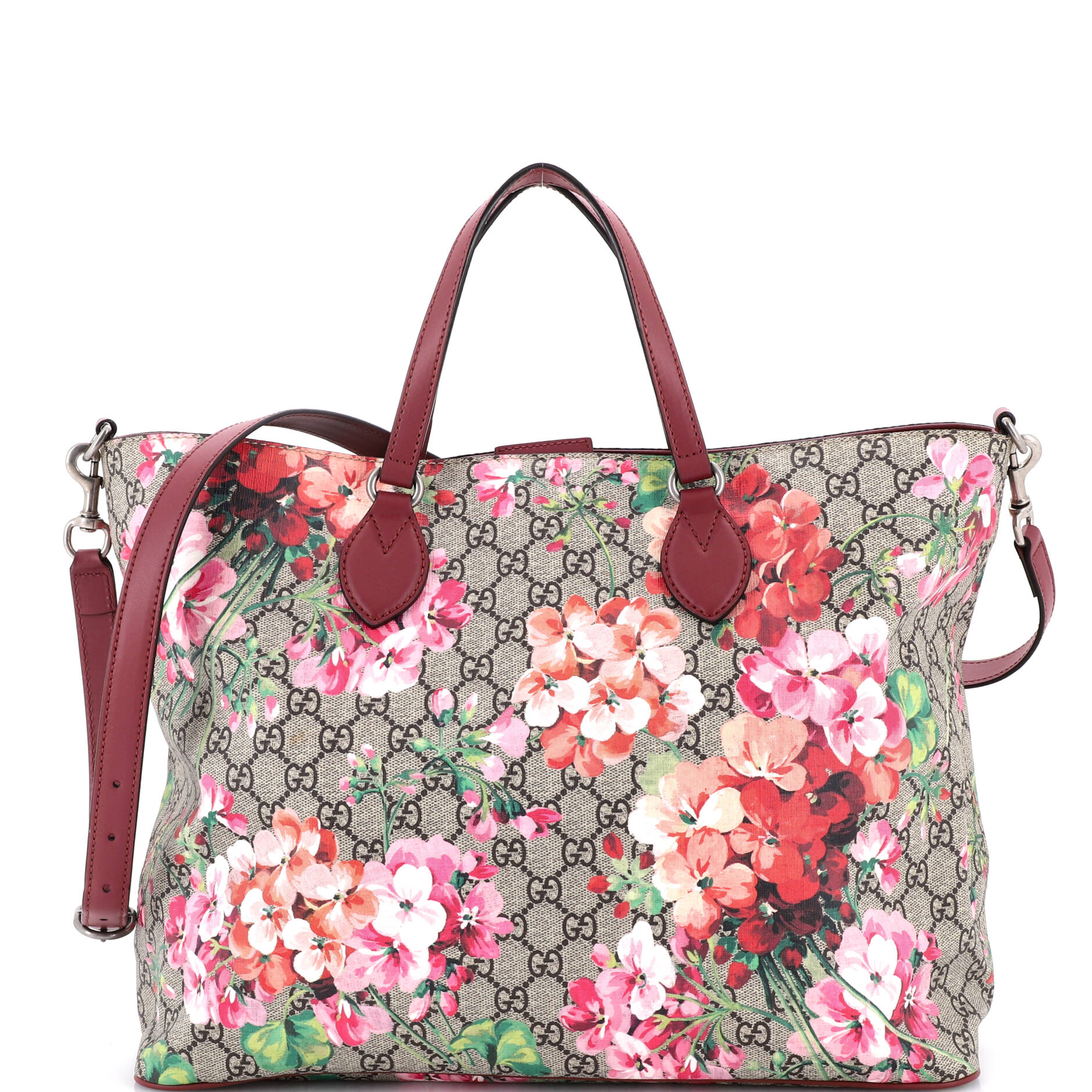 Convertible Soft Tote Blooms Print GG Coated Canvas Medium