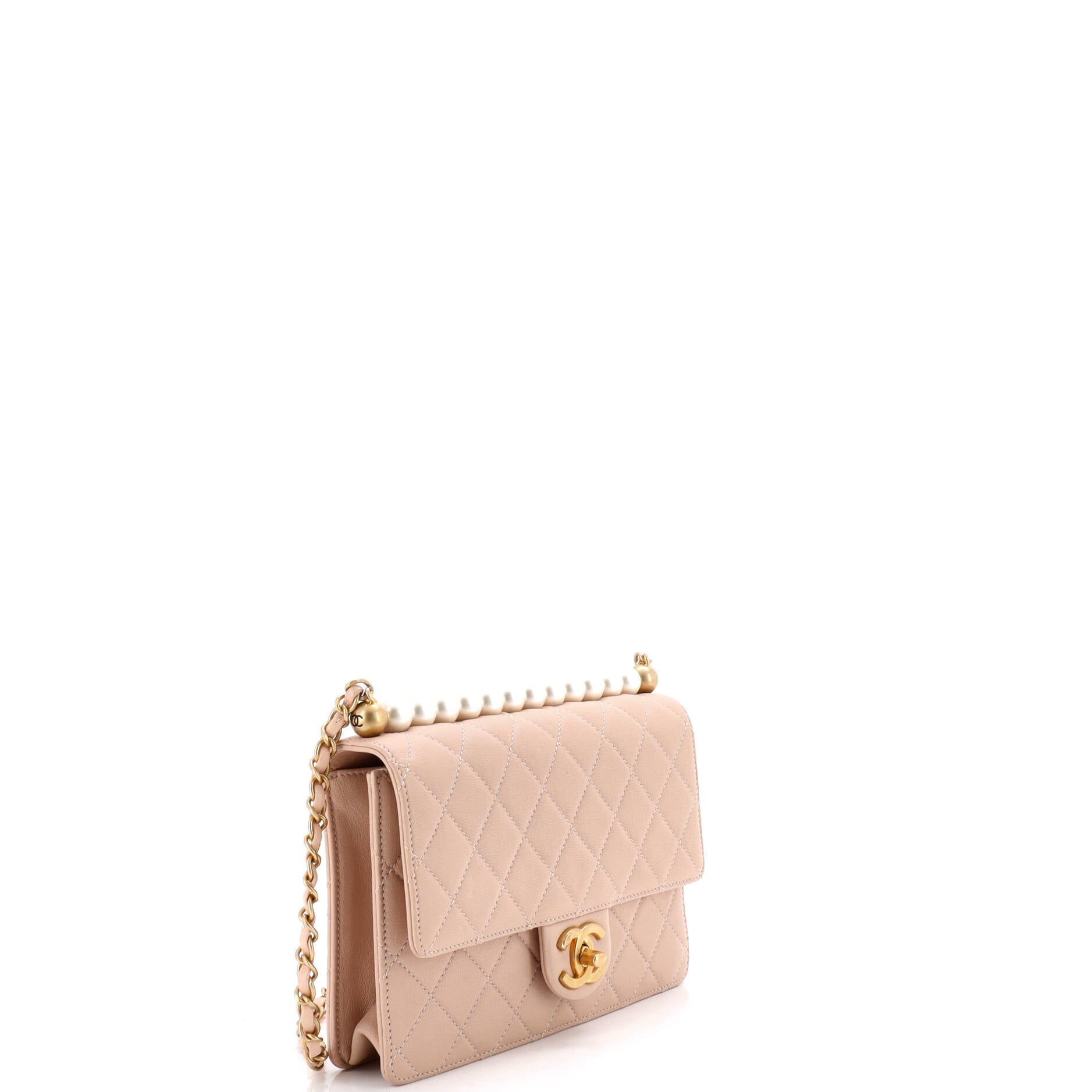 Chic Pearls Flap Bag Quilted Lambskin Small