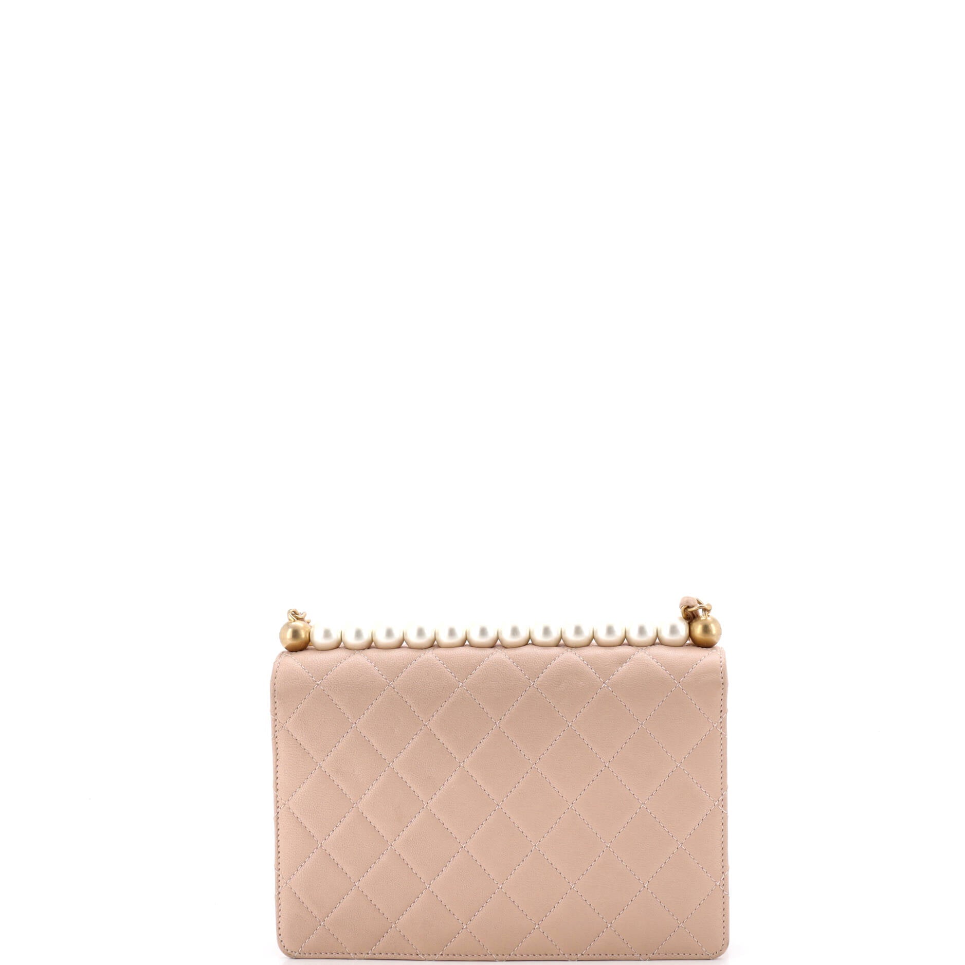 Chic Pearls Flap Bag Quilted Lambskin Small