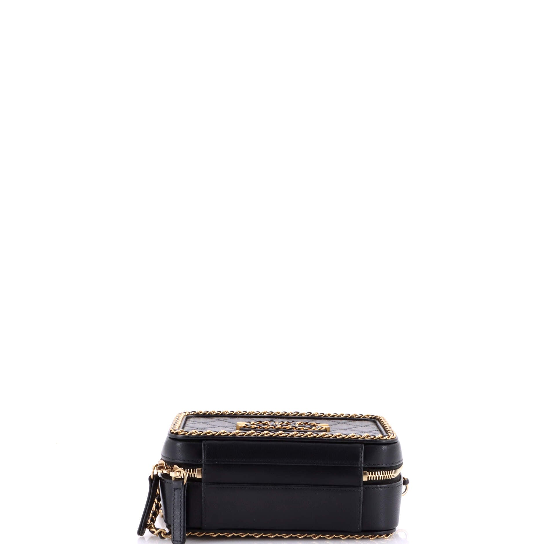 Filigree Vanity Case Quilted Goatskin with Chain Detail Small