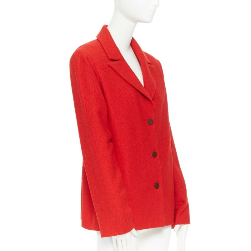 Women's Chanel lipstick tweed peak lapel CC blazer jacket