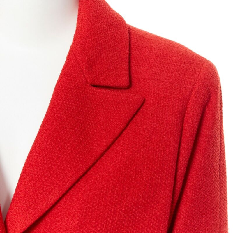 Women's Chanel lipstick tweed peak lapel CC blazer jacket