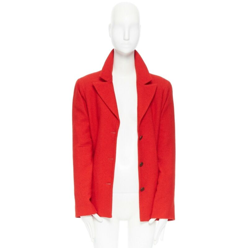 Women's Chanel lipstick tweed peak lapel CC blazer jacket
