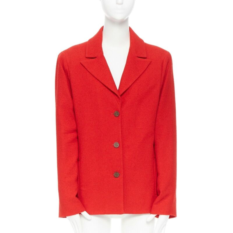 Women's Chanel lipstick tweed peak lapel CC blazer jacket