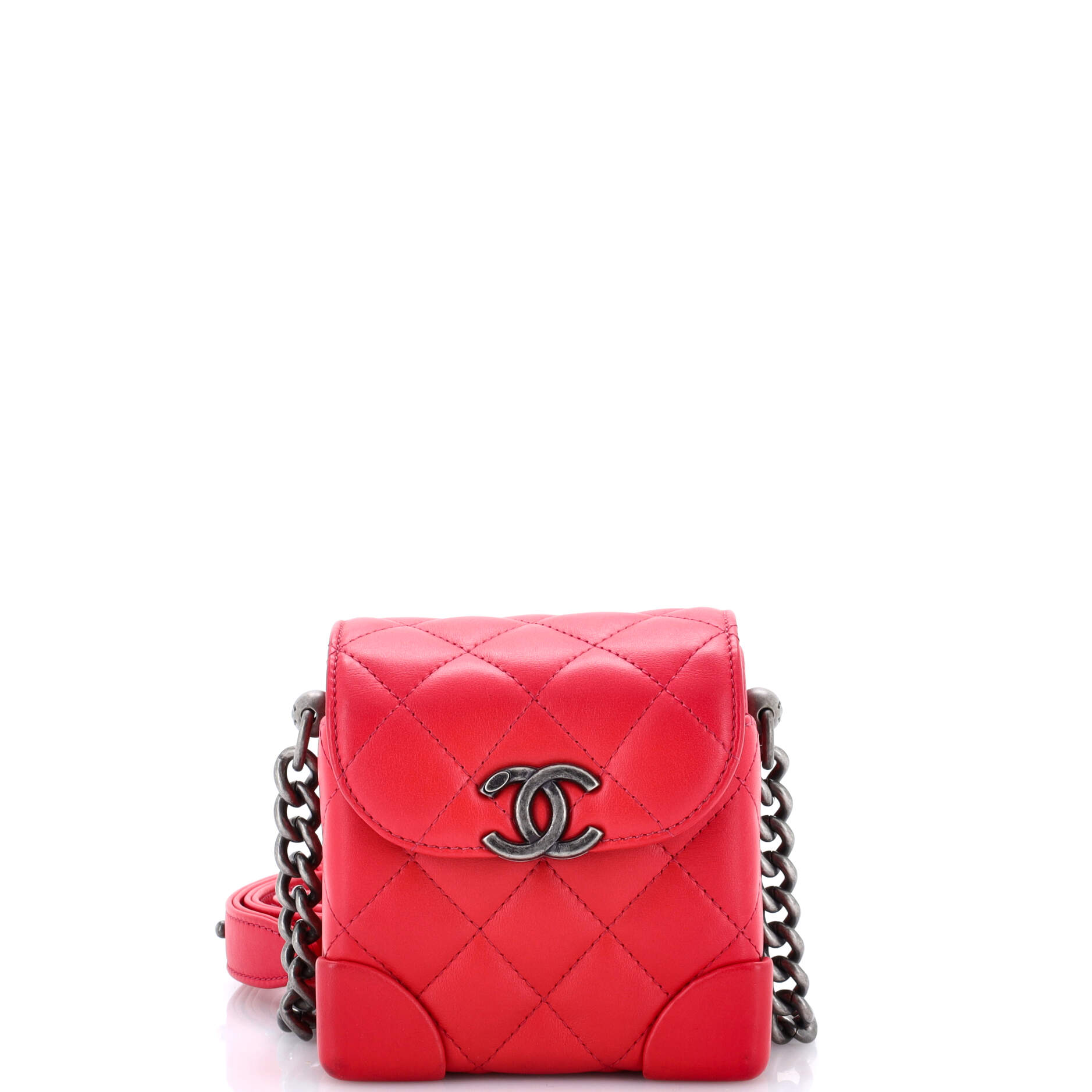 Trunk-Like Crossbody Bag Quilted Lambskin Mini