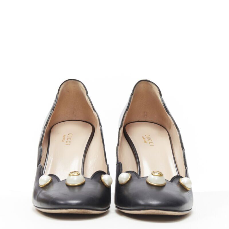 Women's Gucci GG Pearl leather scalloped pump