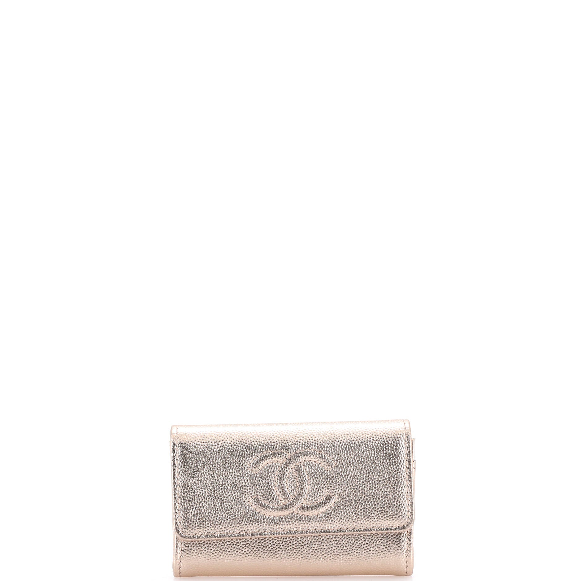 Timeless CC Flap Card Holder Metallic Caviar