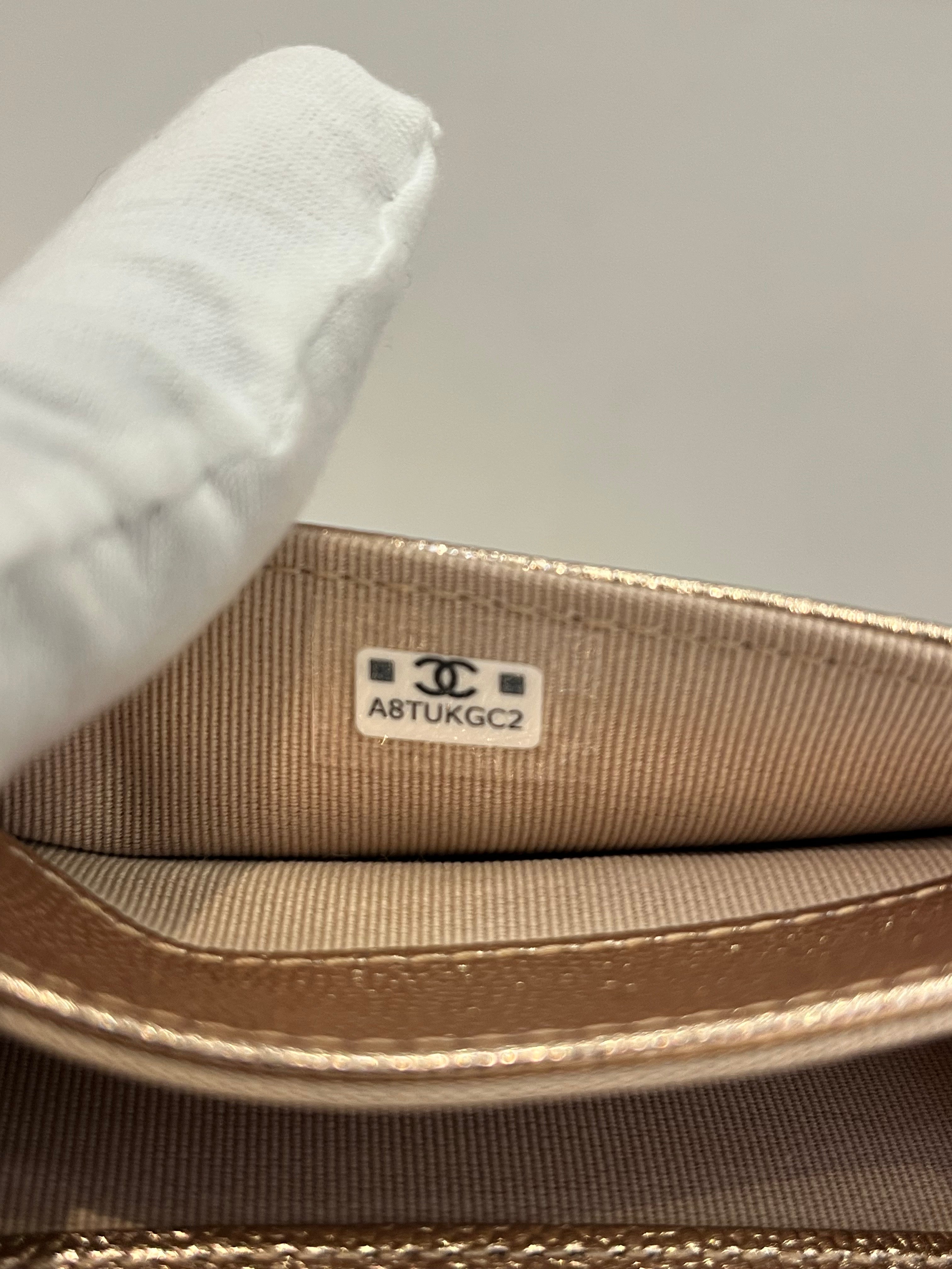 Timeless CC Flap Card Holder Metallic Caviar