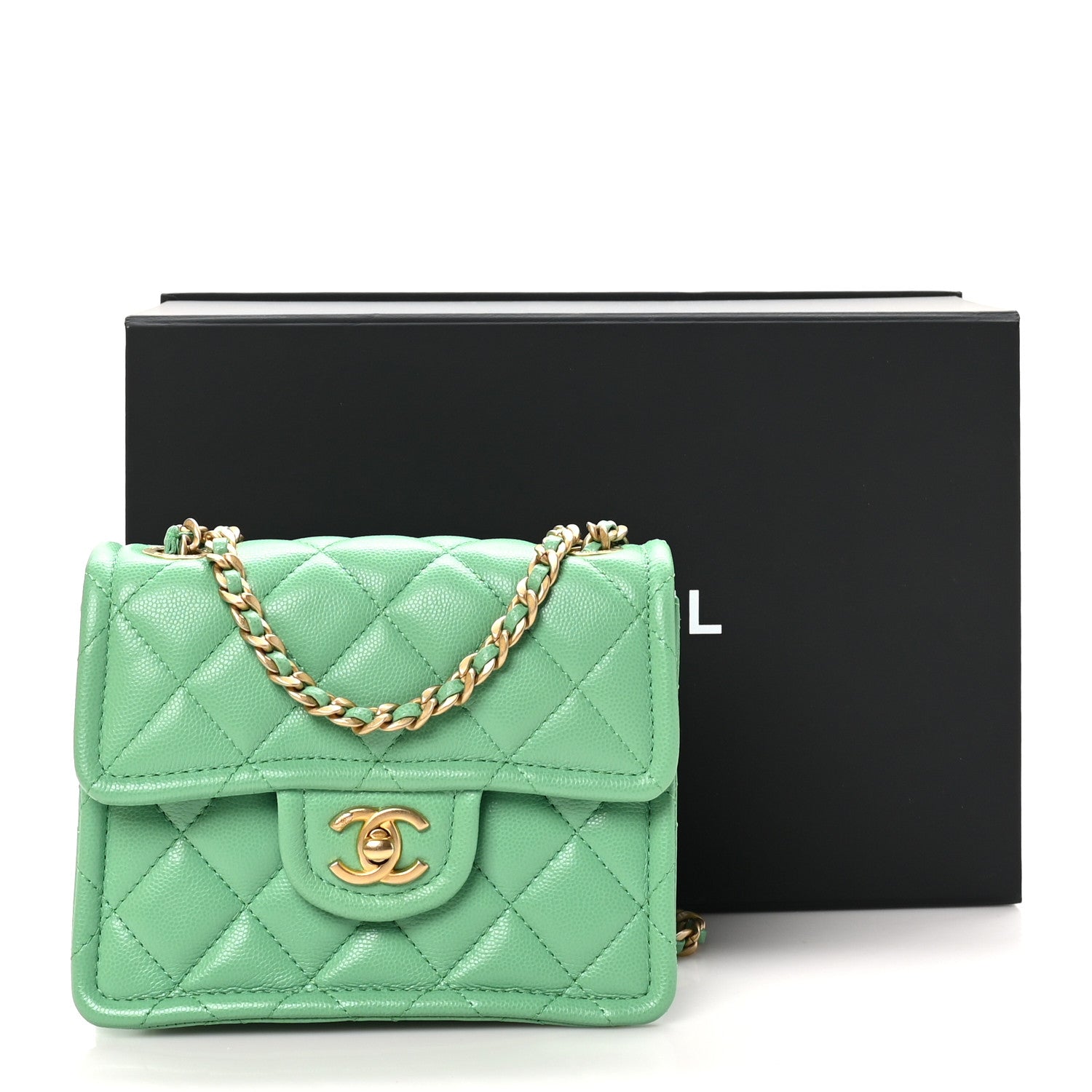 Caviar Quilted Mini Sweet Classic Flap Green