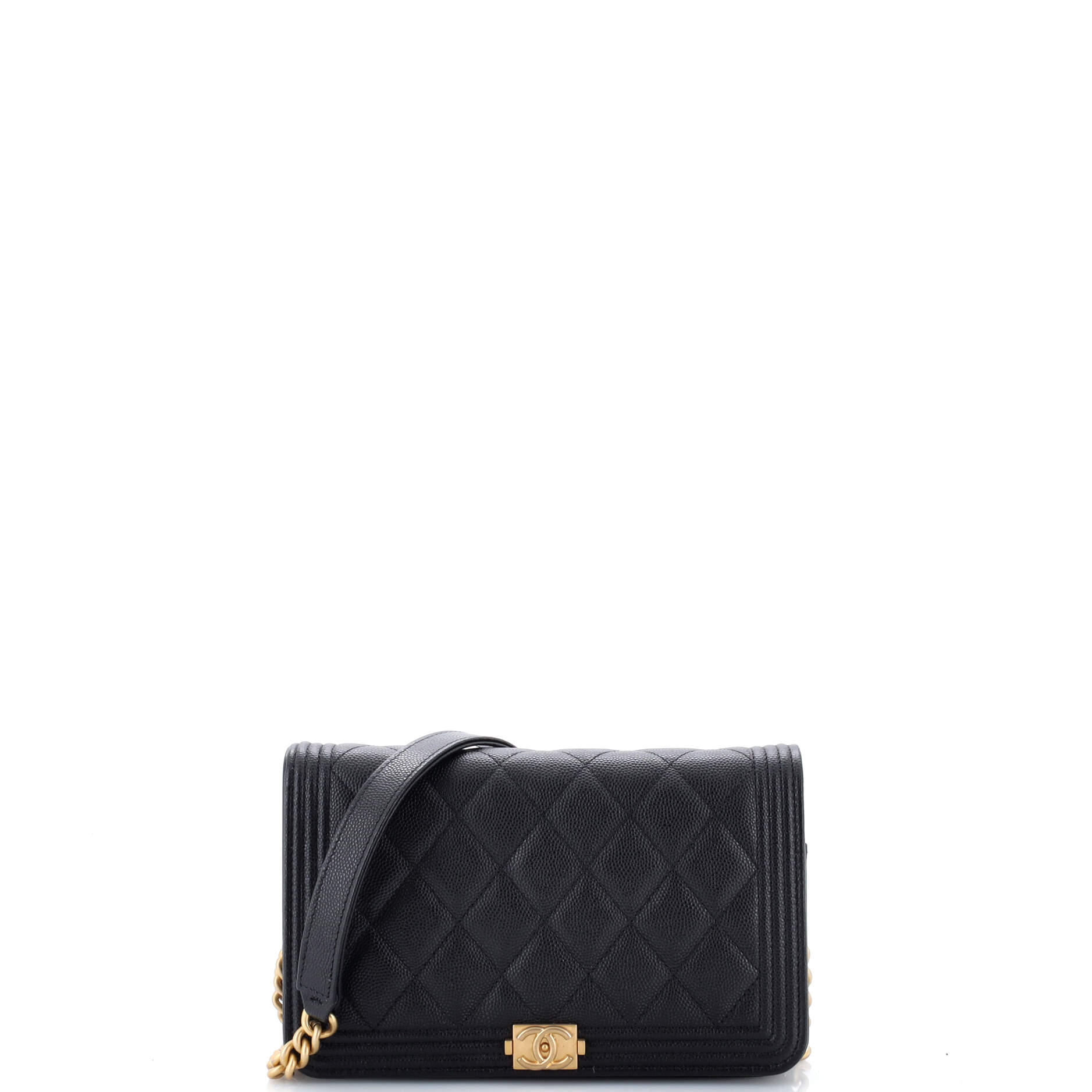 Boy Wallet on Chain Quilted Caviar