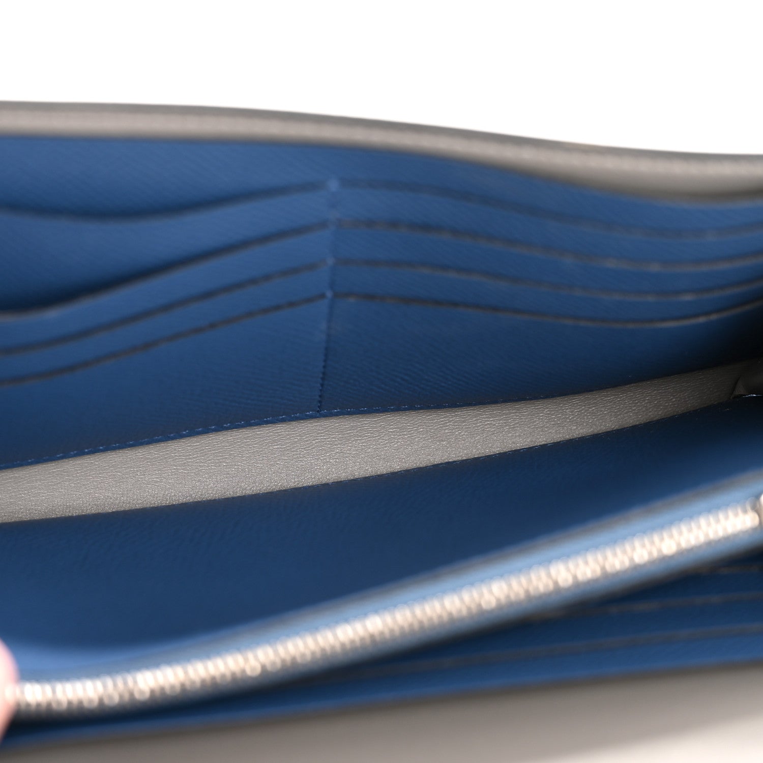 Epsom Constance Verso Long Wallet Bleu Agate Gris Mouette