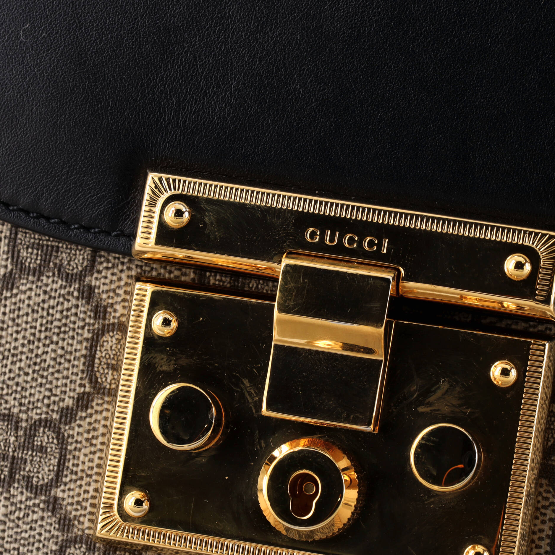 Padlock Saddle Shoulder Bag GG Coated Canvas and Leather Medium