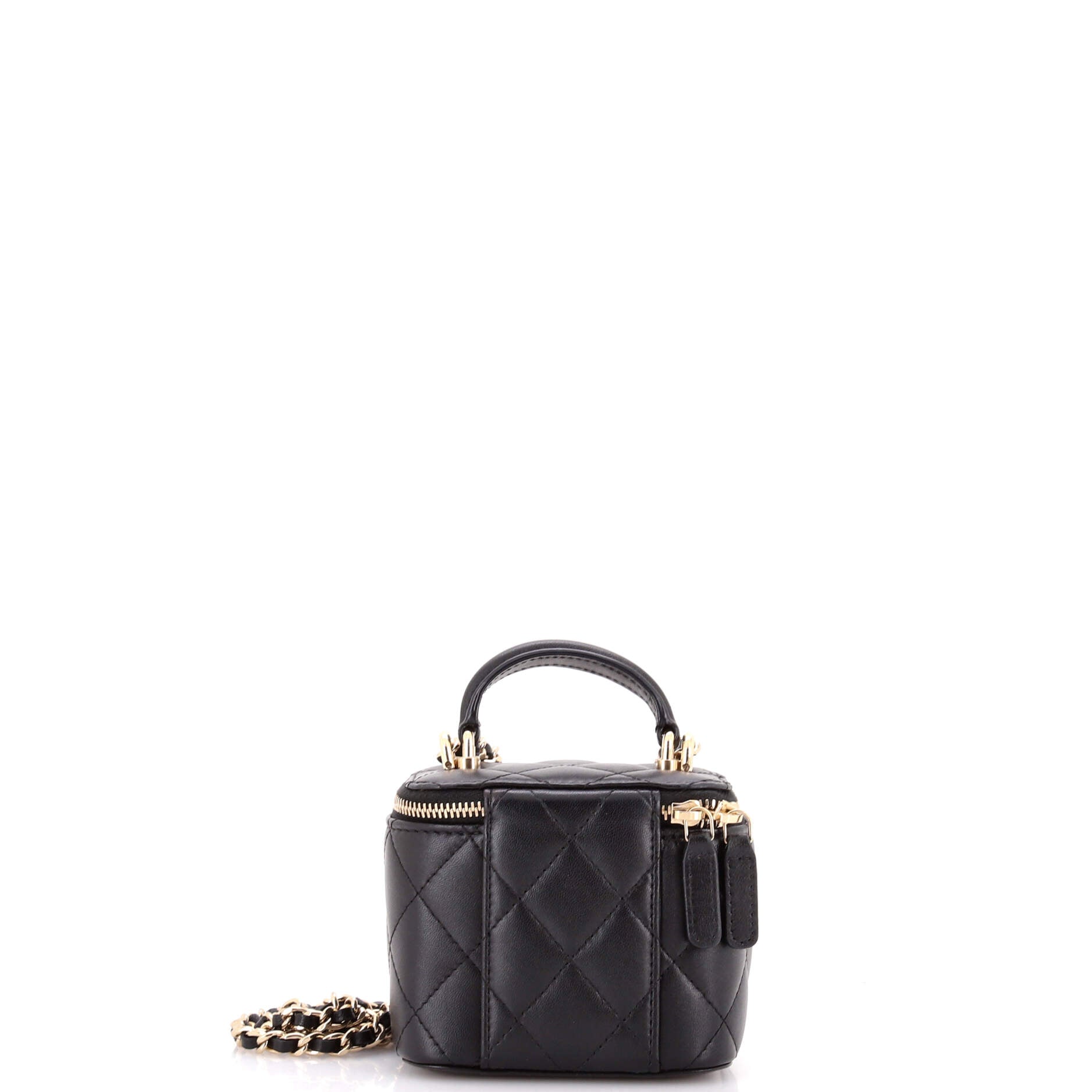 Classic Top Handle Vanity Case with Chain Quilted Lambskin Mini