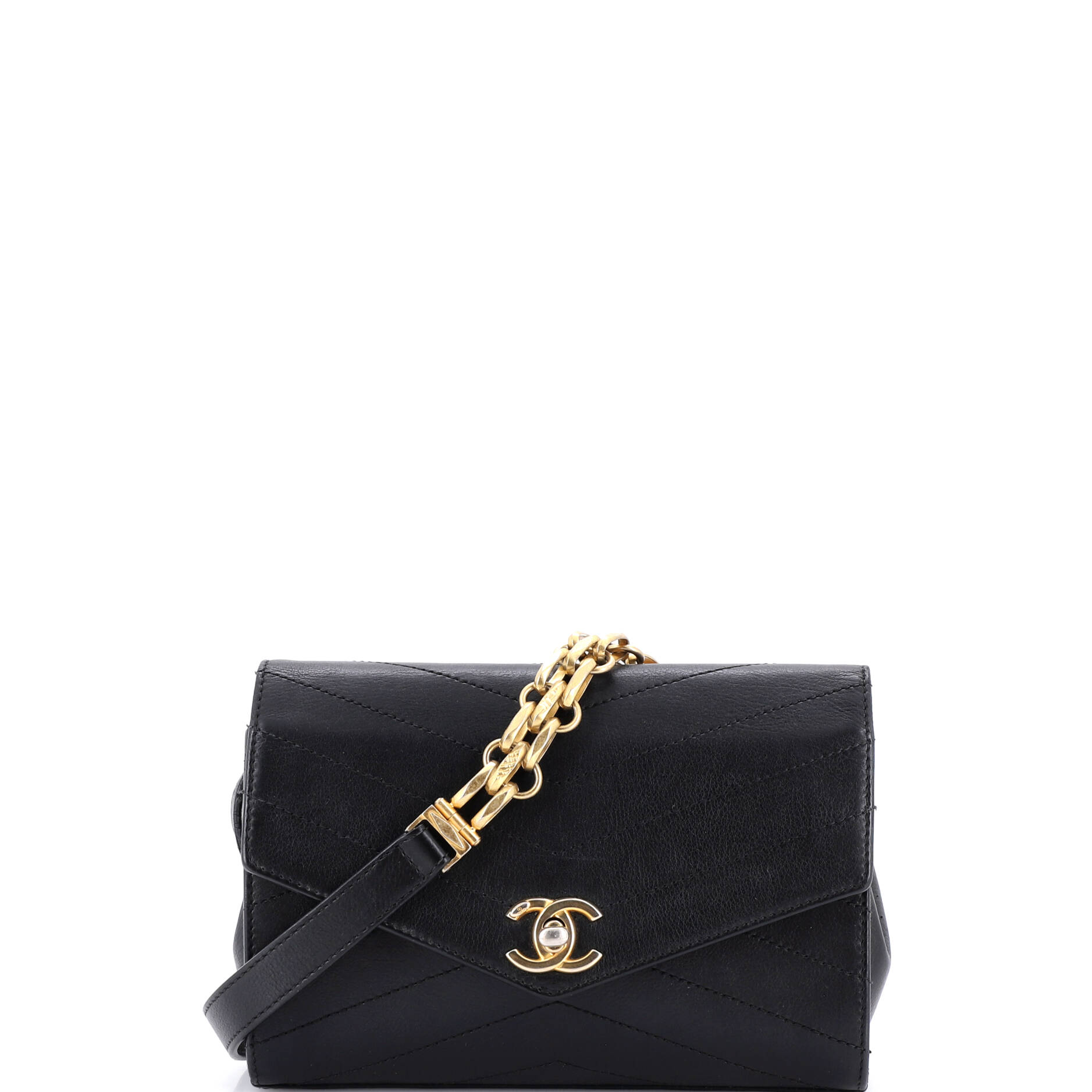 Coco Chevron Waist Bag Stitched Calfskin