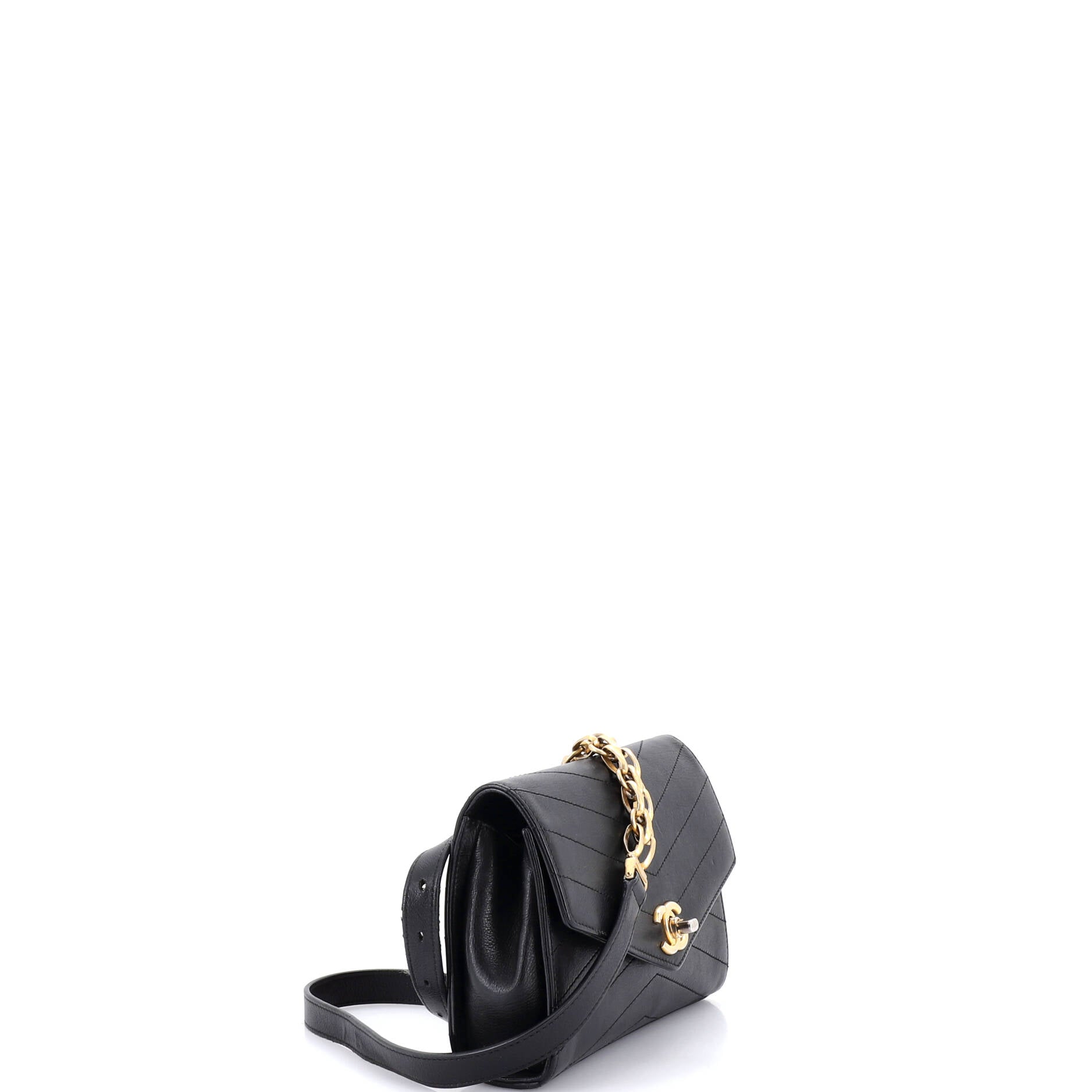 Coco Chevron Waist Bag Stitched Calfskin